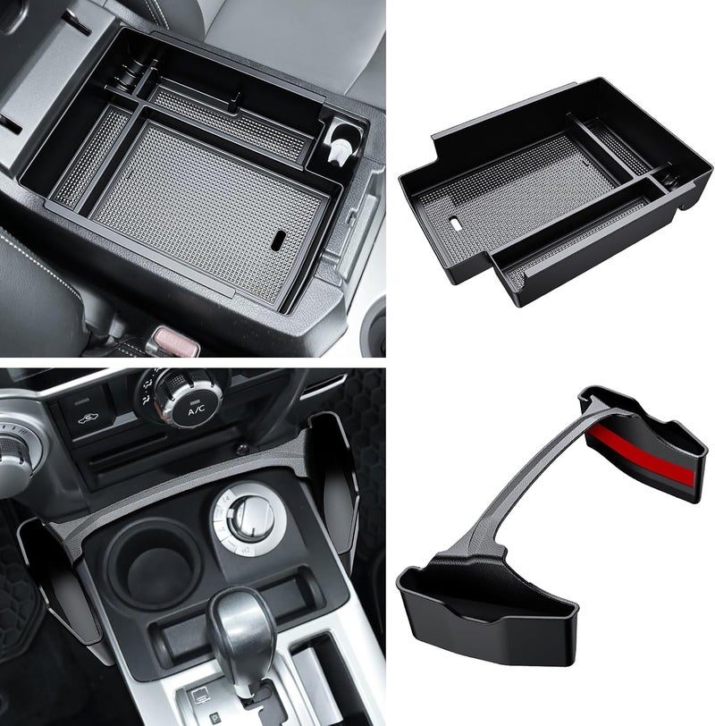 DIAMOOKY Upgraded 2PCS Center Console Organizer Compatible with Toyota 4Runner 2024 2023 2022 2021 2020 2019-2010 Gear Shift Organizer Tray Armrest Storage Box 5th Gen 4 Runner Interior Accessories - Image 1